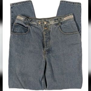 Vintage Lawman Size 13 High Waisted Exposed Button Fly Grommet Belt Mom Jeans